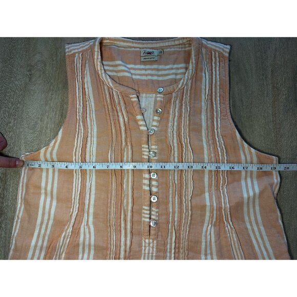 Faherty Dream Cotton Gauze Isha Dress Orange White Striped Size Large - Picture 5 of 8